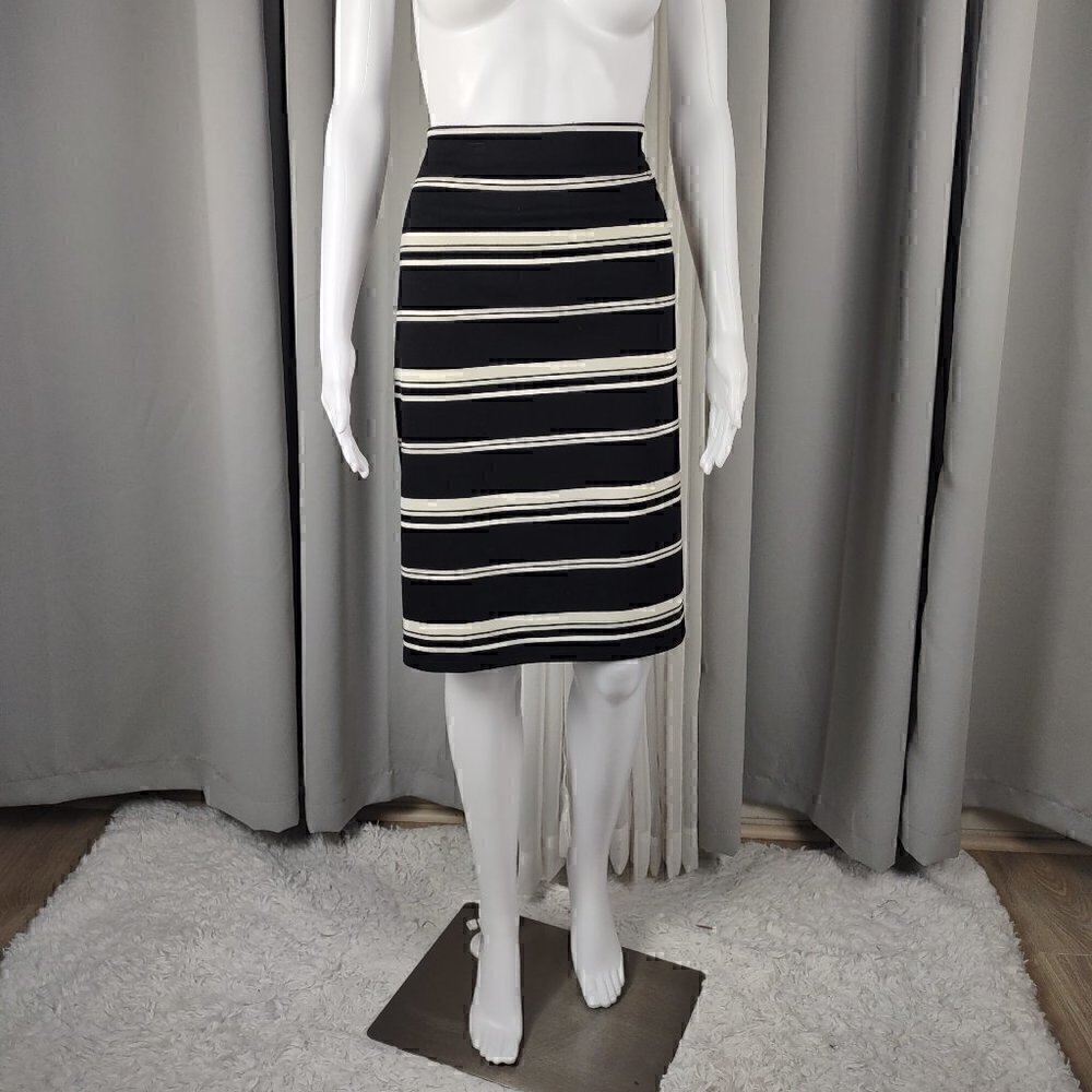 CB Established 1962 Womens Black Striped Stretch Knit Pull On Pencil Skirt Sz 1X